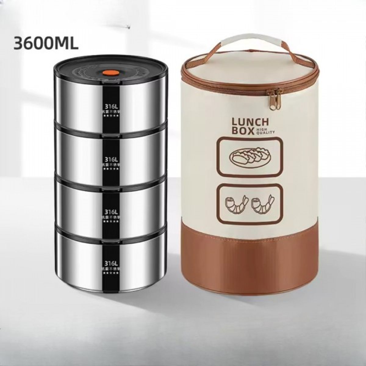طقم علب لحفظ الطعام شنطة 4 قطع 16 سم 3600 مل LUNCH BOX