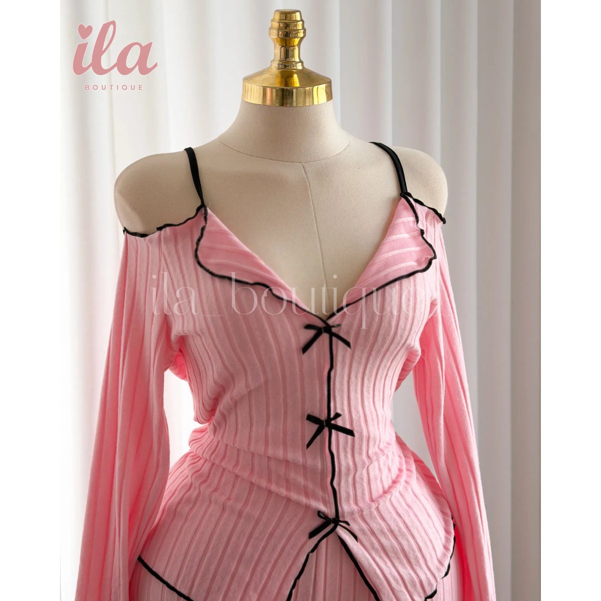 بيجاما فيليز بيبي بينك OFF SHOULDER 2