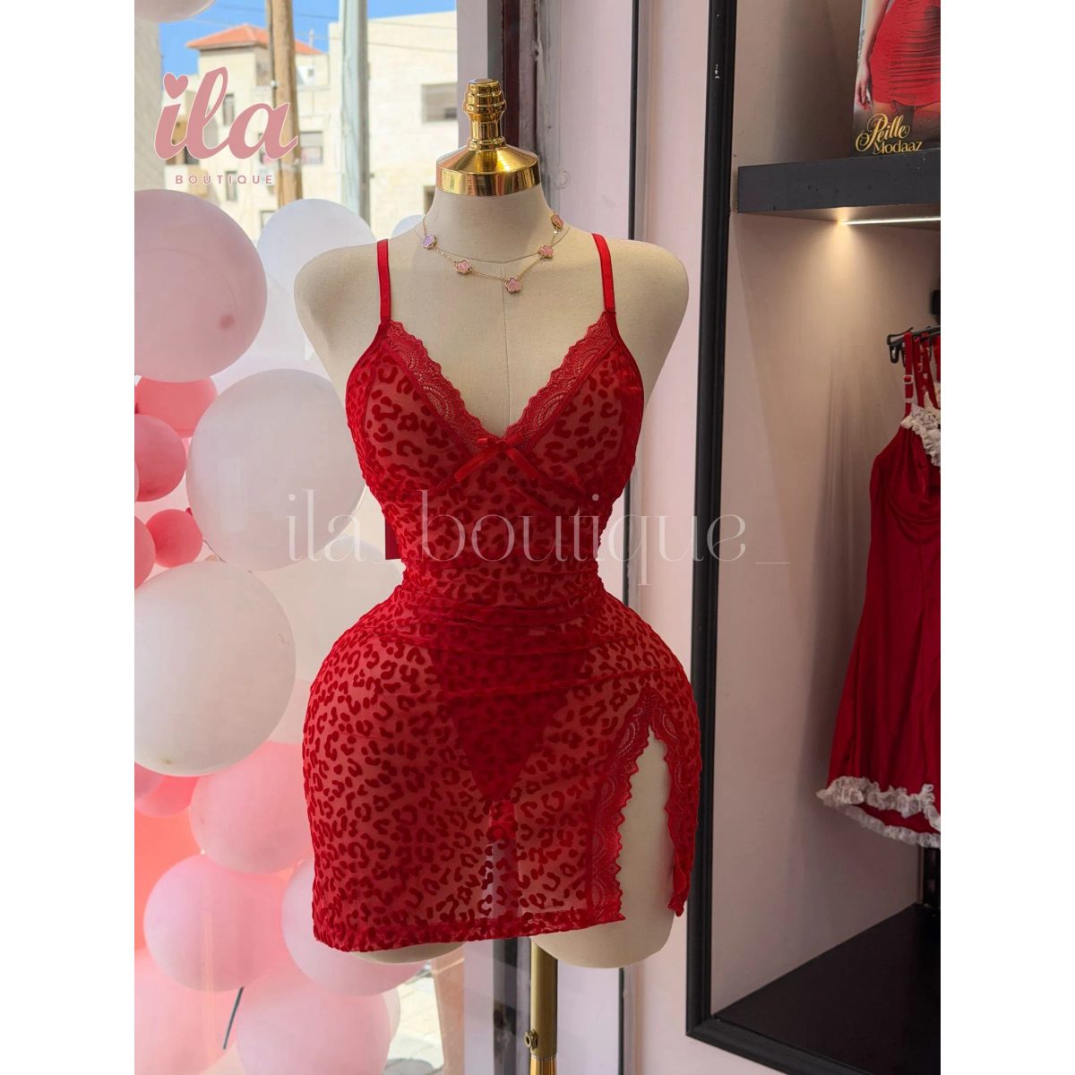 فستان لانجري احمر BODYCON 4