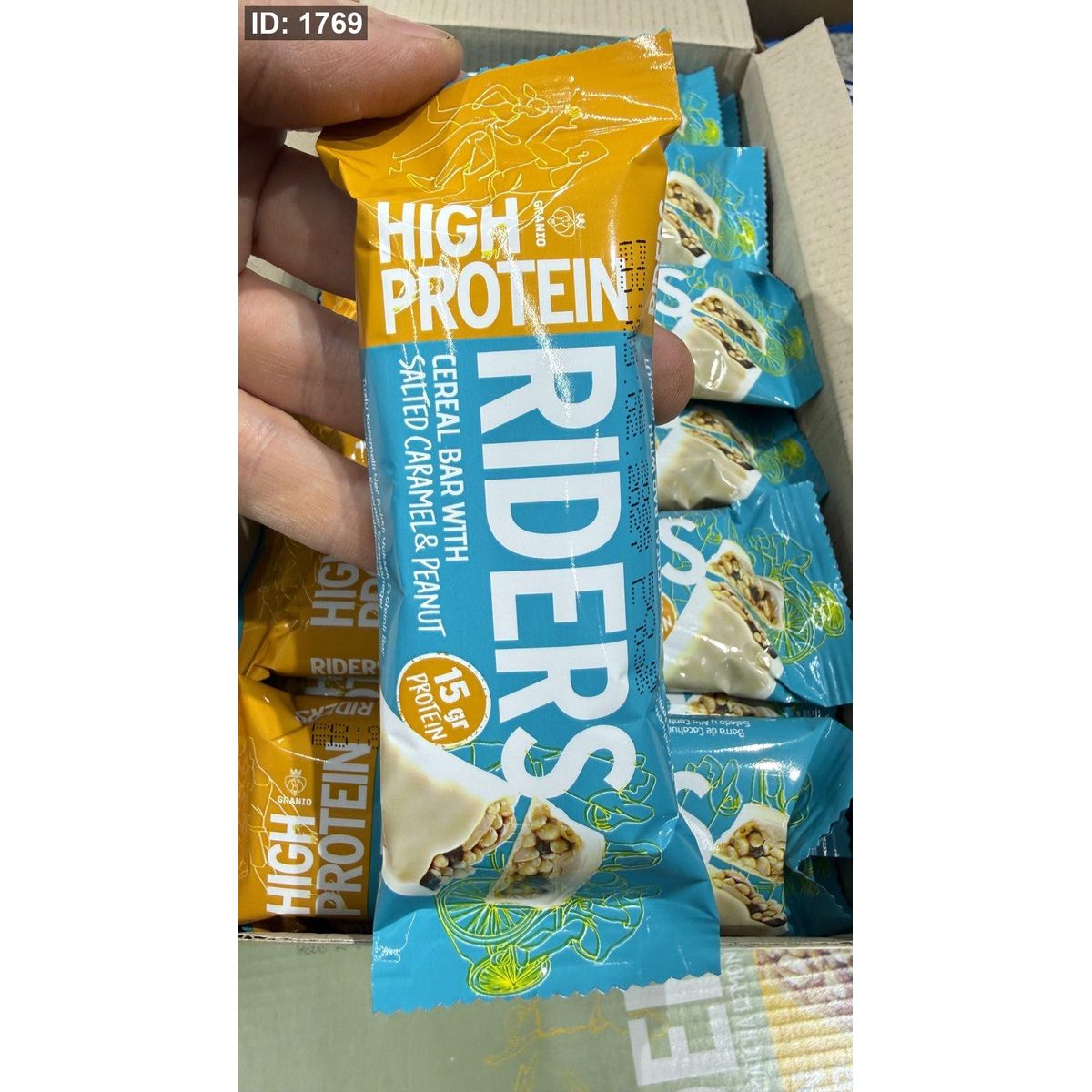 بروتين بار (Granio Riders High Protein Bar) بنكهة الكراميل المملح والفول السوداني وزنه 50 غرام