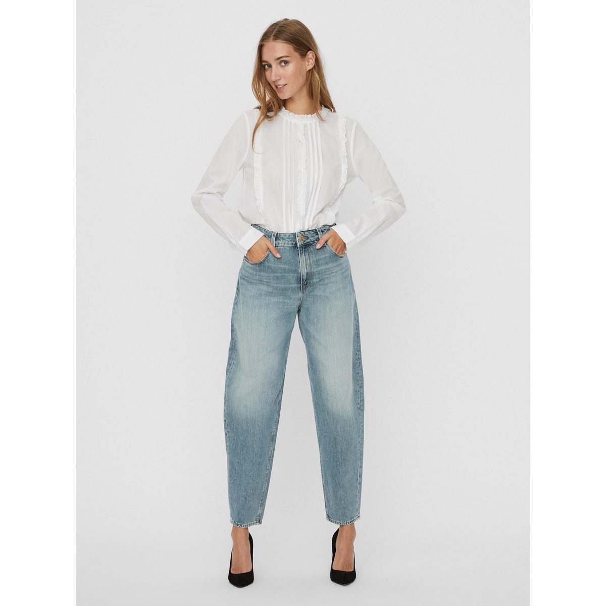 HIGH RISE LOOSE TAP BARREL JEANS 3