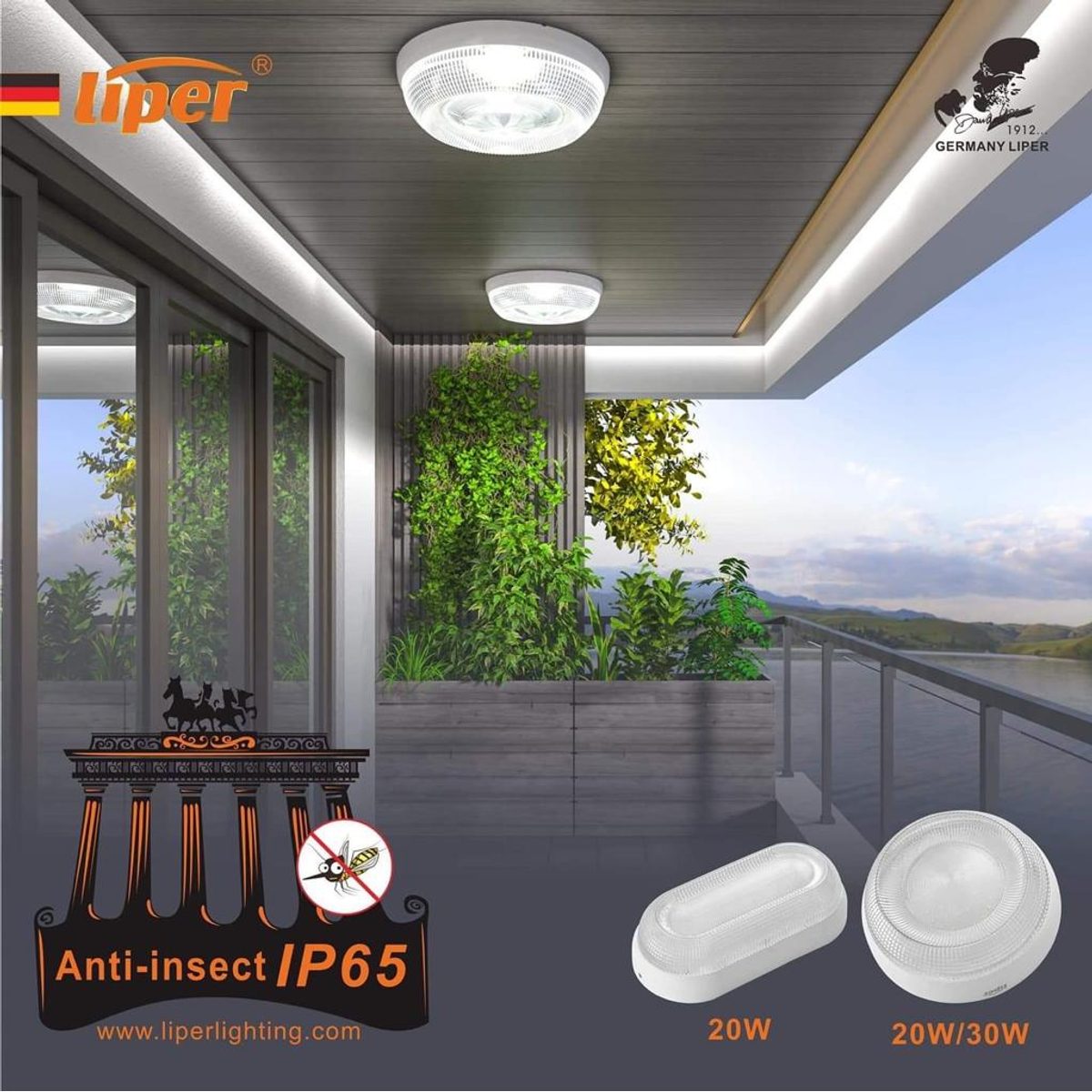 جلب مطري شفاف لد LIPER VICTORIA 6500K 30W IP65 4