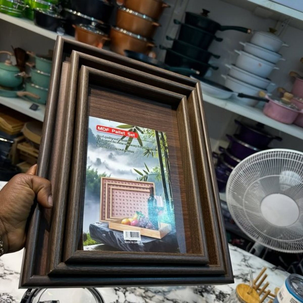 طقم صواني 3 قطع خشب بني غامق 2140-6