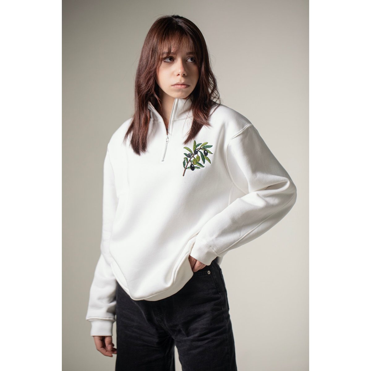 QUARTER ZIP SWEATSHIRT-OLIVE BRANCH 2