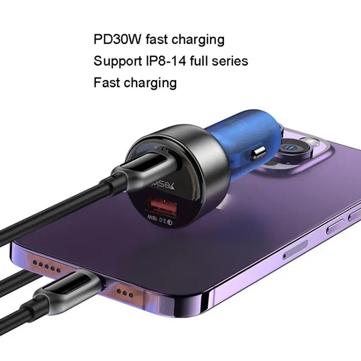 YESIDO Y52 Dual channel Fast Charging 48W شاحن سيارة ثنائي القناة سريع الشحن 4