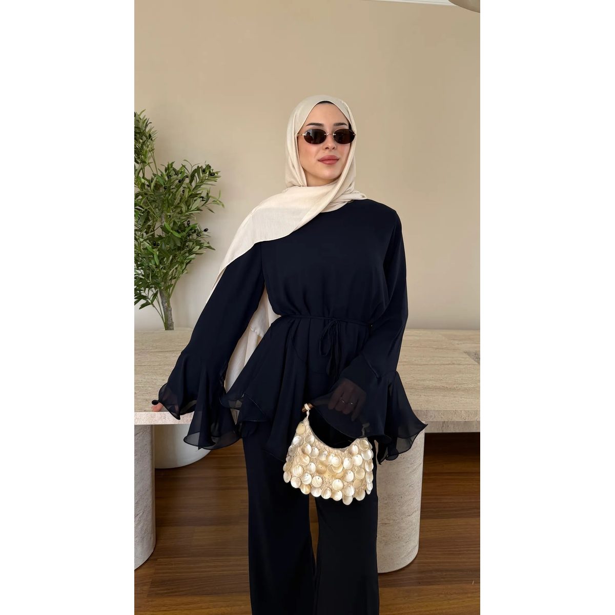Zeena chiffon set كحلي 2