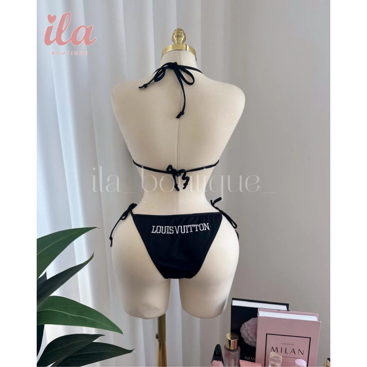 بكيني LV اسود مختوم بالكامل 2