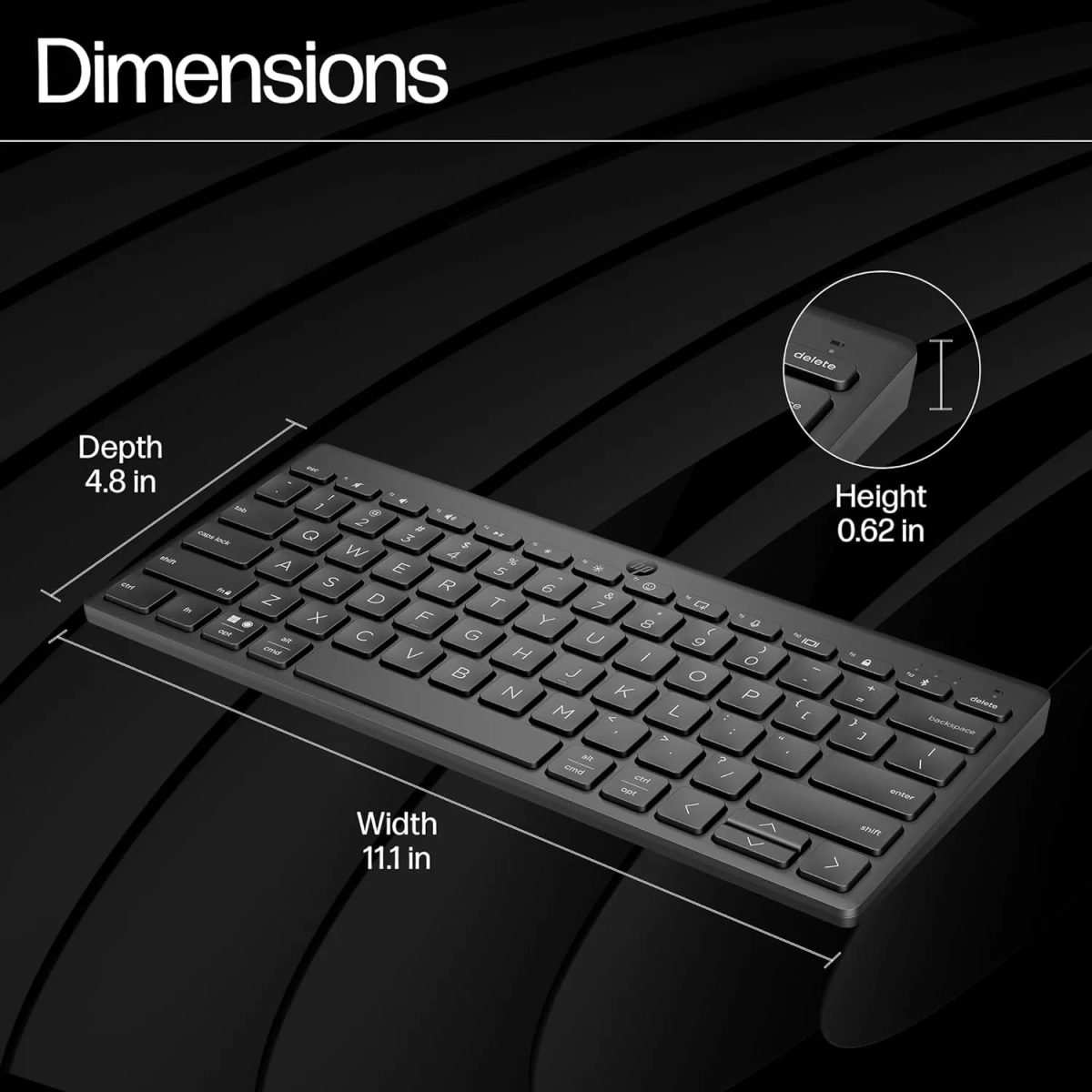 HP 350 Compact Multi-Device Bluetooth Black Keyboard (692S8AA)لوحة مفاتيح صغيرة الحجم متعددة الأجهزة تعمل بتقنية البلوتو 3