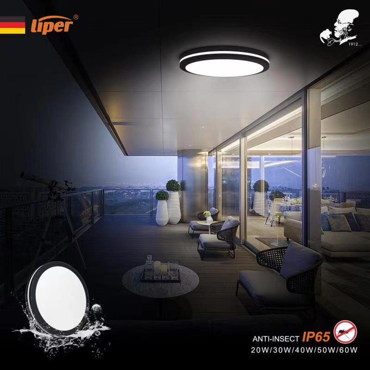 جلب مطري اسود لد متغير لون مع ريموت LIPER ALFA 60W IP65 4