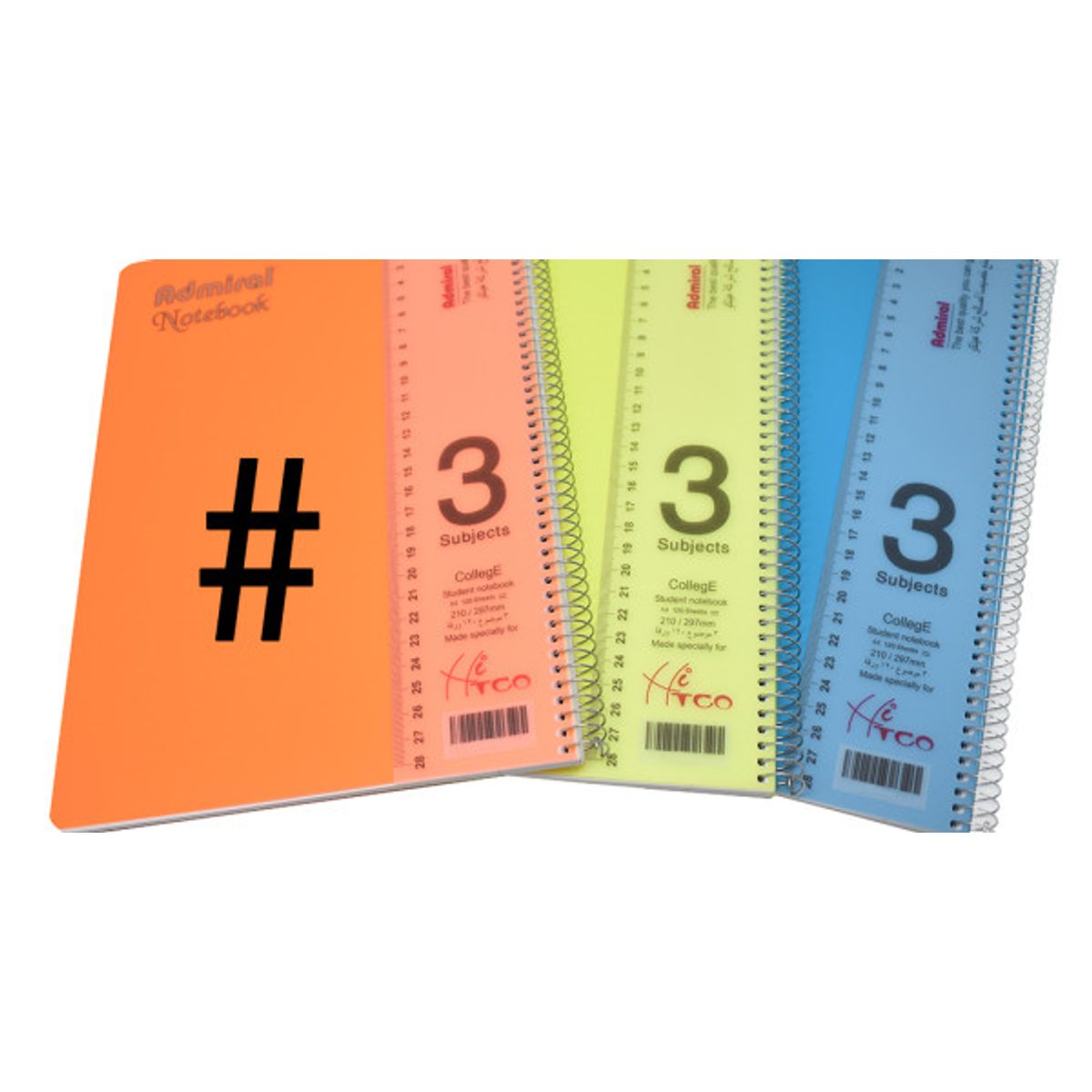 A4 دفتر سلك أدميرال 3 موضوع مربعات مقاس كبير