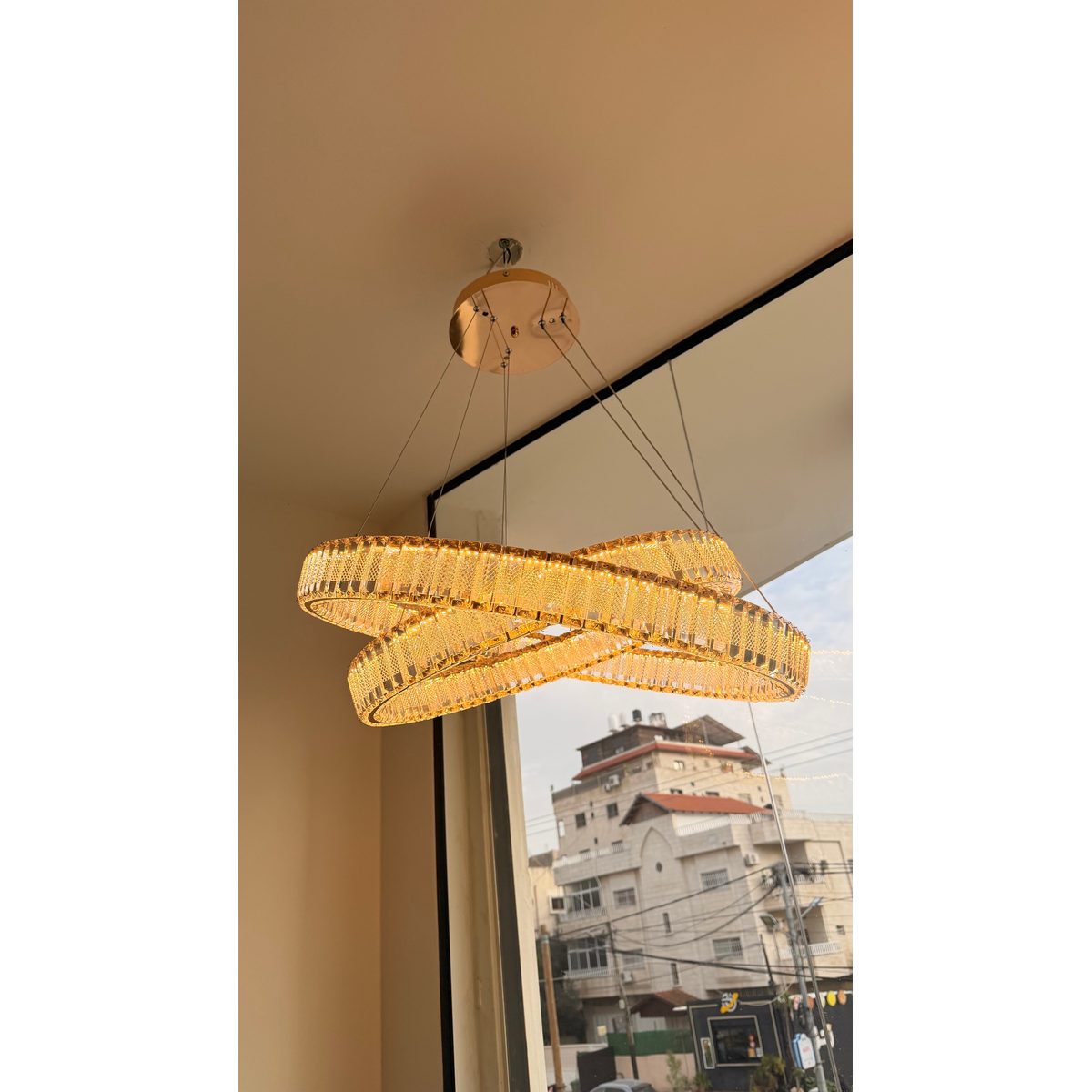 ثريا كريستال ذهبي حجم 80cm /60 2
