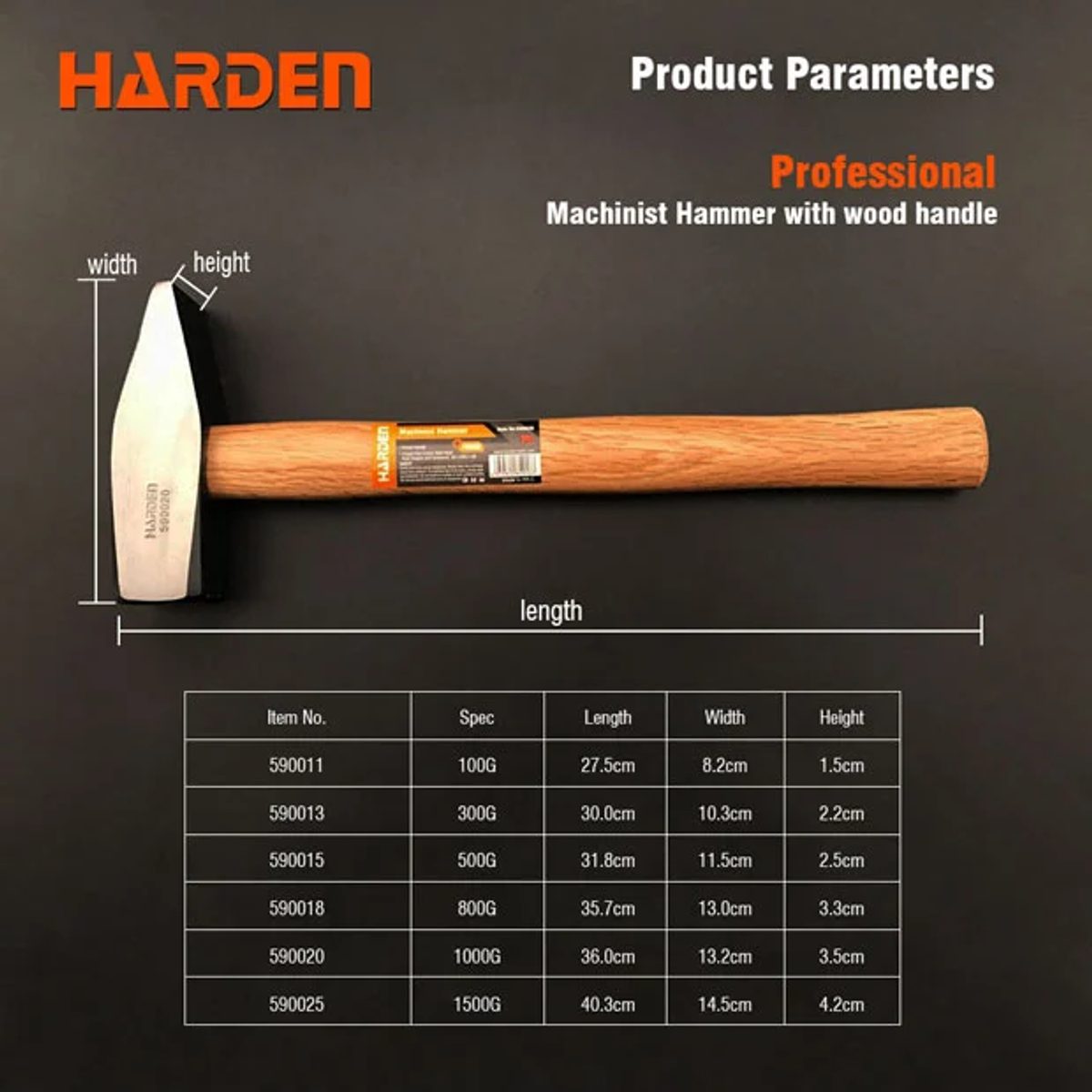 HARDEN 590013 hammer with Woodle Handle-شاكوش بيد خشب 2