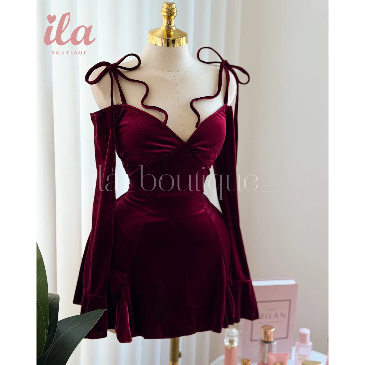 فستان فيلفيت قصير انثوي OFF SHOULDER 4