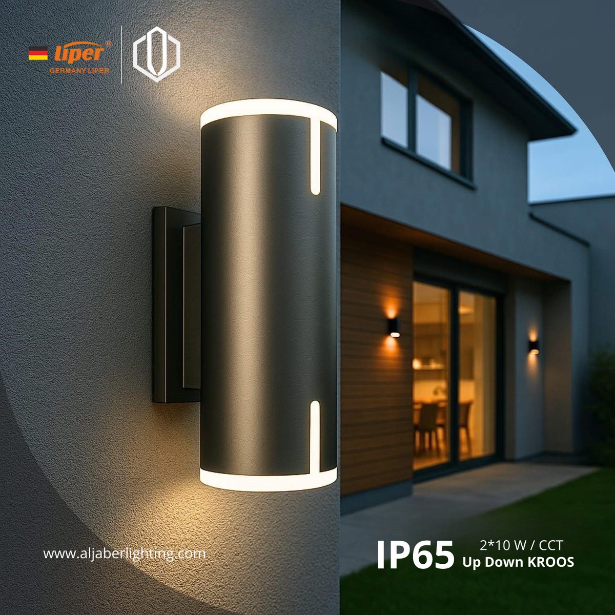 اب داون اسود LIPER KROOS SMALL 2*7W CCT IP65 220V 3