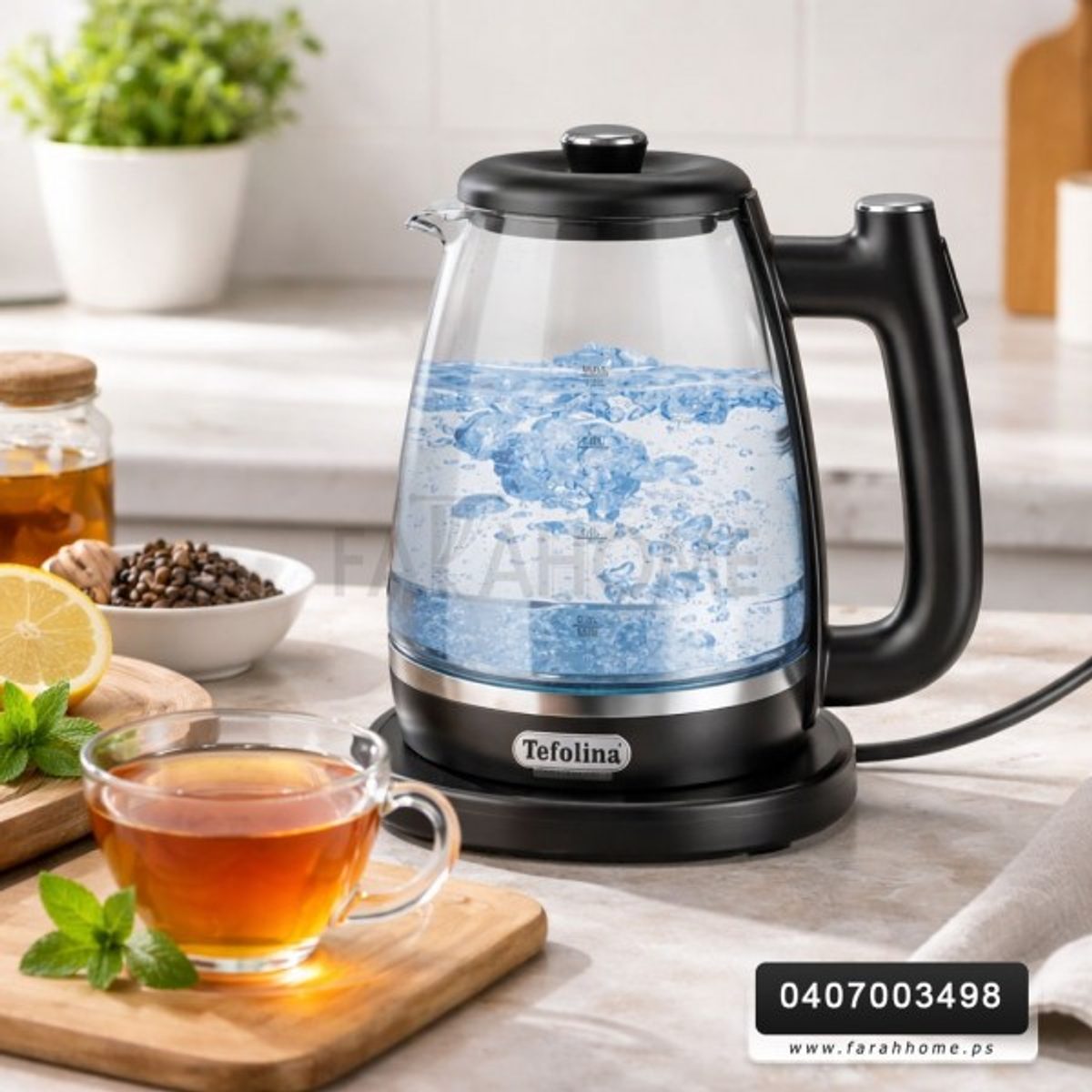 سخان ماء 1.8 لتر كهرباء زجاج قمقم/كمكم TEFOLINA ZY-305