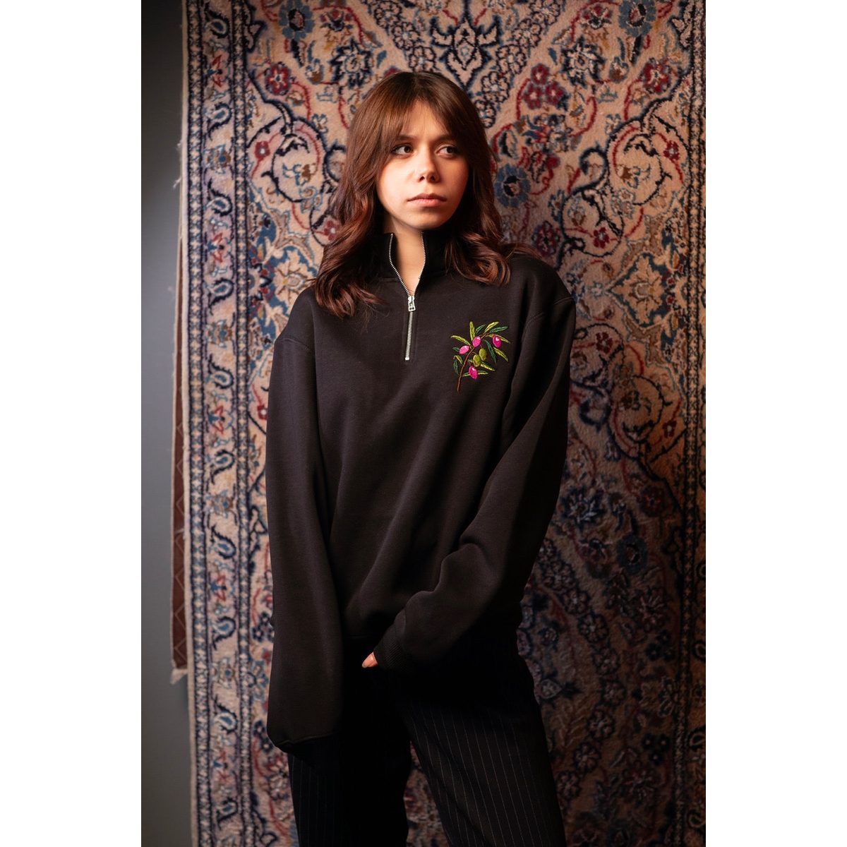 QUARTER ZIP SWEATSHIRT-OLIVE BRANCH 3