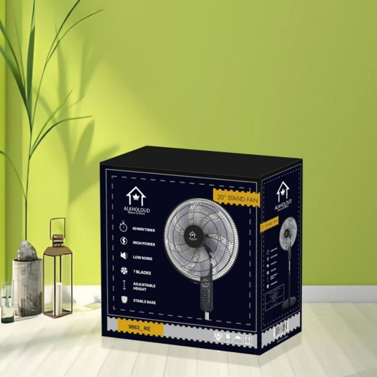 مروحة 20 انش 7 شفرات اسود تايمر 135w 9863-RE