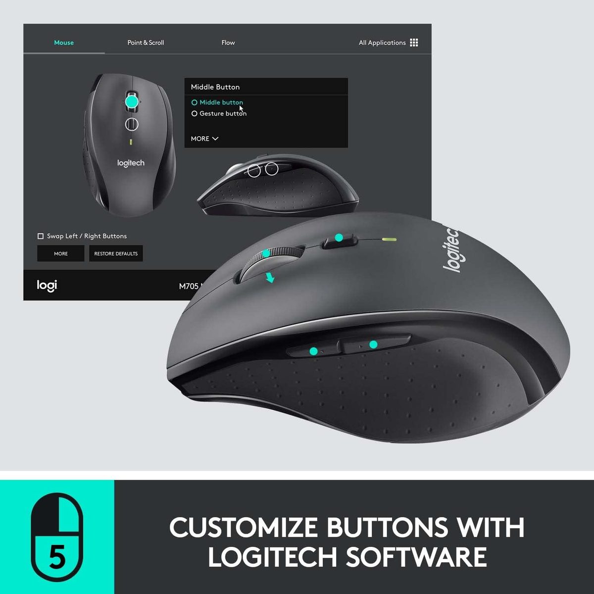 Logitech M705 Marathon Wireless Mouse 5