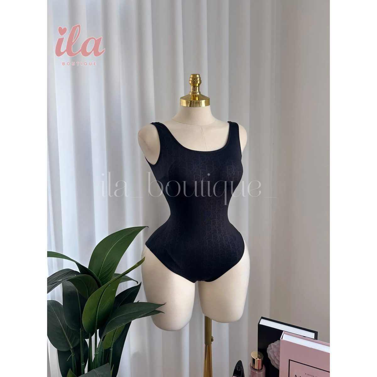 SWIMSUIT DIOR اسود مختوم بالكامل