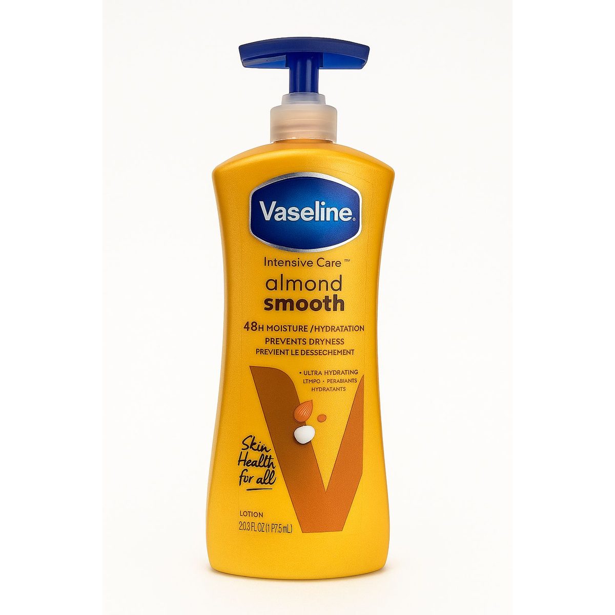 Vaseline Intensive Care – لوشن ترطيب اللوز يمنح ترطيباً عميقاً يدوم حتى 48 ساعة غني بمستخلص اللوز لتغذية البشرة ومنع الج
