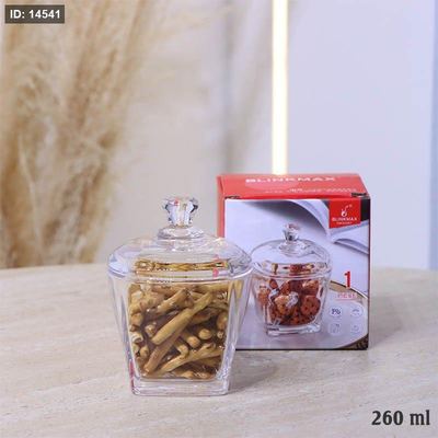 مضيفة زجاج سادة LZ0127 مربع 260مل ++BM2
