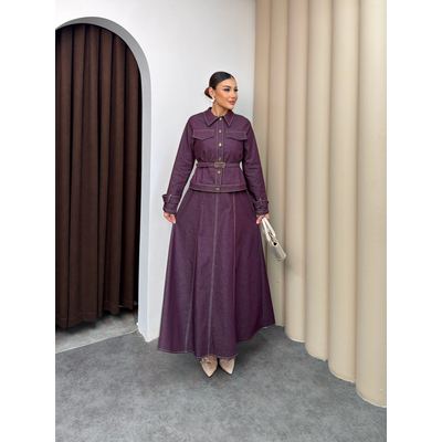 طقم فستان جينز مع جكيت