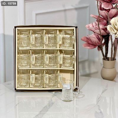 طقم كاسة شاي /12 زجاج سادة نصف مموج HY-B12/D ++ع10