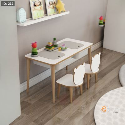 طاولة دراسة مع كرسيين وجاروين مخفيين