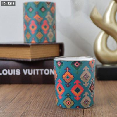 مطربان شمع زجاج مرسم مزخرف علبة كرتون AC130/4 =ث9