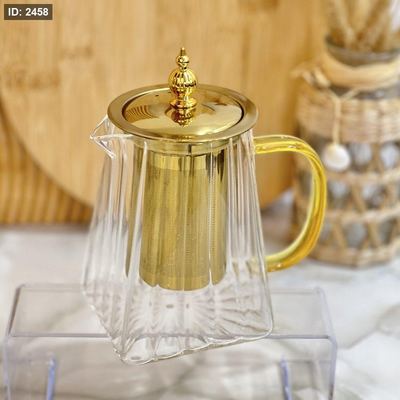 براد شاي زجاج شفاف مع مصفاة وغطاء