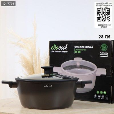 طنجره QlNA مدور 28سم اسود ماط B/17_32803 يد سلكون =++2