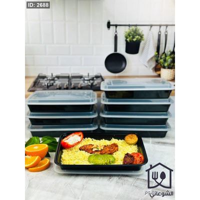 تبروير أكل بلاستيكي مع أغطية وعلب طعام TakeAway قطعة 8 مستطيل 1.7 لتر