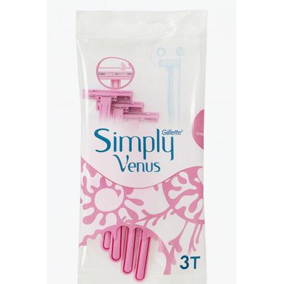 Gillette Simply Venus 3T – شفرات حلاقة نسائية 3 شفرات للحلاقة الدقيقة مقبض مريح للتحكم التام شرائط مرطبة لتقليل التهيج ع
