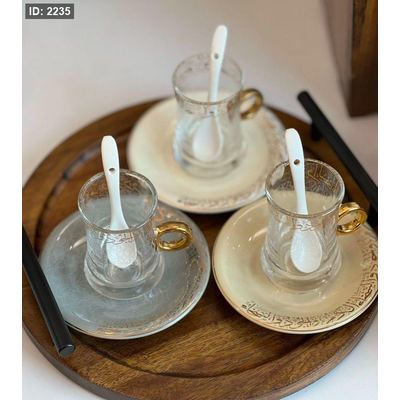 طقم 6كاسات شاي مع 6 متكات