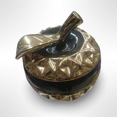 تحفة سيراميك شكل تفاحة حجم كبير TG2263-1 اسود مع ذهبي