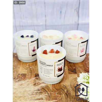 شمعة - شمع عطري زجاج دائري مع احجار