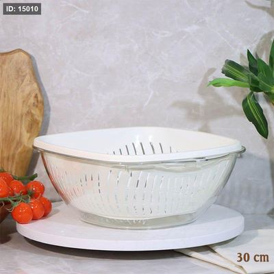 مصفاة ارز بلاستك 30سم +جاط اكرلك مربع A106/1 =ع3