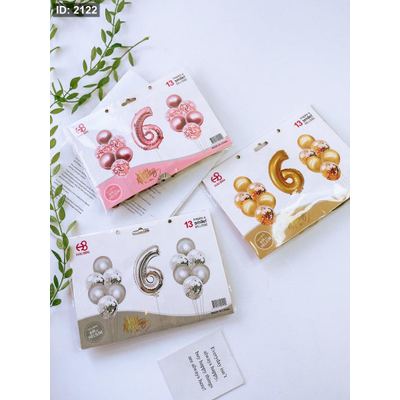 بالون هيليوم ارقام مع 12 بالون زينة