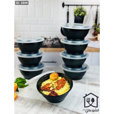 تبروير أكل بلاستيكي مع أغطية وعلب طعام TakeAway قطعة 8 دائري 50oz لتر 1.4