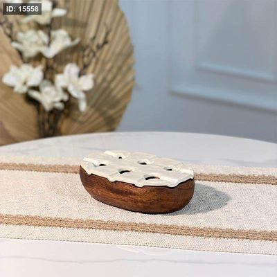 متكة خشب بيضاوي 16سم 89319 حيف مشرف غطا مصدف ابيض W هندي %ه15