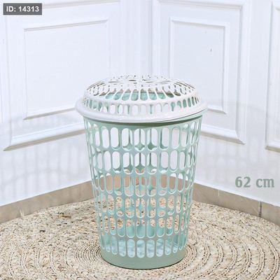 سلة غسيل بلاستك 62سم اسطواني ملون مخرم بغطا EL167/8 =ت.ش3