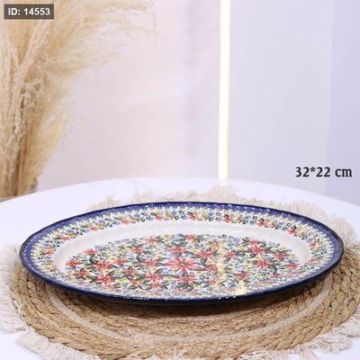 جاط جور بورسلان خزف 32*22سم ت.ك4 اطار كحلي BL182/13 وجه ورد بيج وزهري واخضر ++ZW