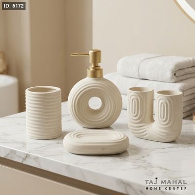 طقم إكسسوارات حمام سيراميك مودرن 4 قطع