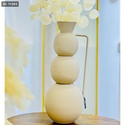 فازة تنك 53سم 5طابات 88004S عنق طويل بيد مستطيل BEIGE هندي %ه9