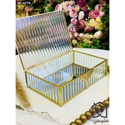 مضيفة زجاج شفاف محزز صندوق