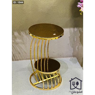سكملة مع رف زجاج ومعدن ذهبي