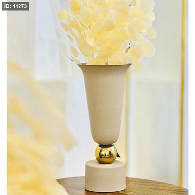فازة تنك 47سم شكل كاس 89063S قاعدة طابة ذهبي BEIGE هندي %ه9