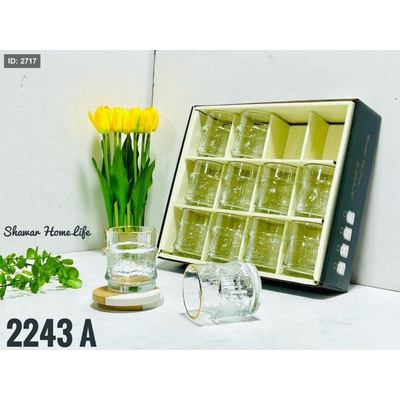 طقم 12 كاسة زجاج شفاف