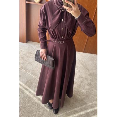 فستان جينز بربطة عنق