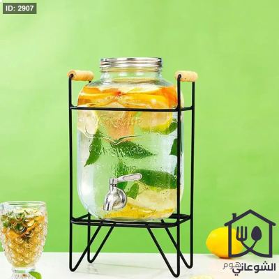 شاف عصير زجاج مع حنفية 4 لتر مع قاعدة معدن